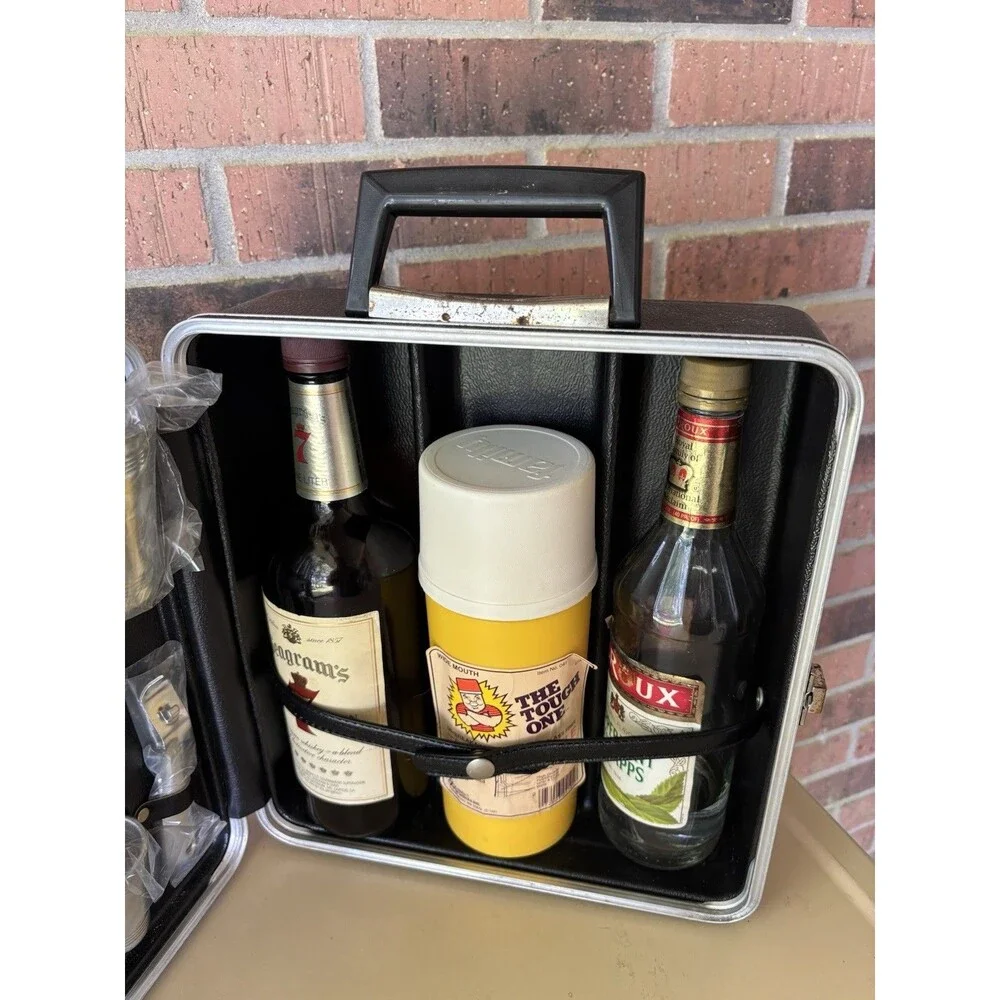 Vintage 1960S Travel Bar Case-mid-Century Pub Suitase-complete Set Sealed Tools